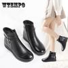 Женские ботинки, зимняя хлопковая обувь, бархатные нескользящие теплые зимние ботинки, кожаная обувь, непромокаемые короткие женские ботинки
