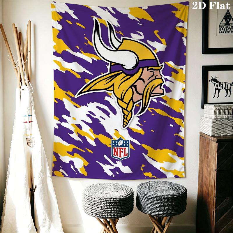 Minnesota Vikings Wall Tapestry Aesthetic Wall Hanging Printed Fabric Blanket Decorative Tapestries for Bedroom Living Room Home Decor