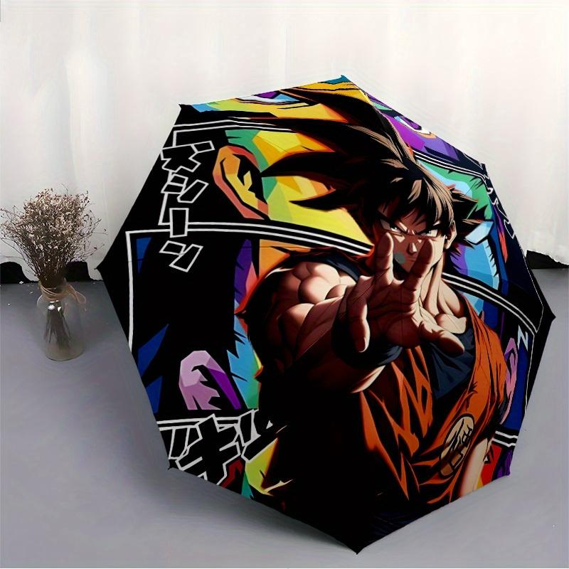 Dragon Ball Goku Saiyan Automatic Folding Umbrella - Lightweight, Retractable Design with 8-Rib Durability, Perfect for Outdoor Adventures,