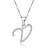 Charming Alphabet Elegant Pendant Initial Letter V Simple Exquisite Love Heart Necklace Fashion DIY