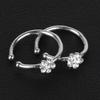 Small Thin 5 Rhinestones Flower Nose Hoop Stud Ring Body Piercing