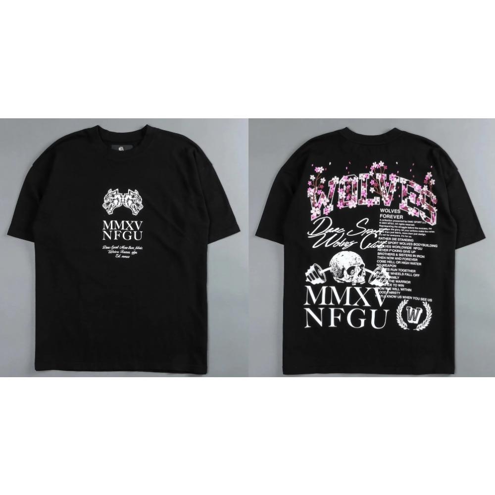 Darc Wolf Head Смешной принт Тренировка Тренажерный зал Фитнес 100% хлопок Мужская футболка с коротким рукавом Повседневная футболка Модные спортивные свободные топы Y2k