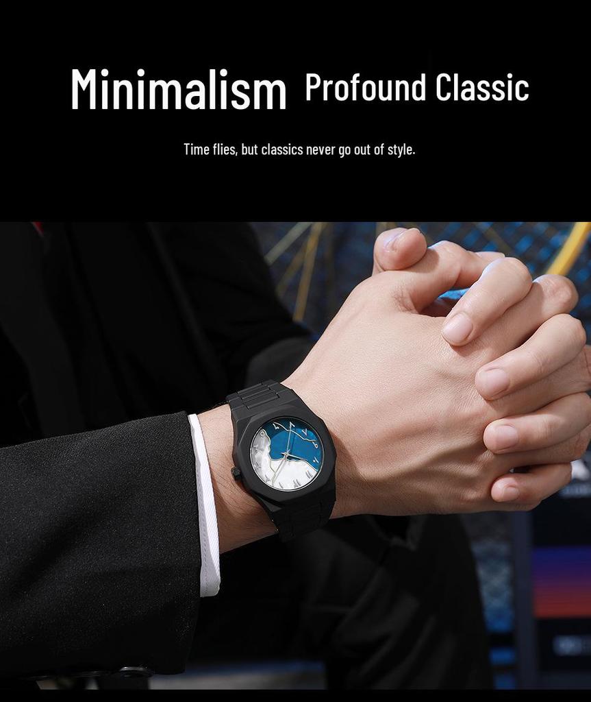 Мужские кварцевые часы с черным матовым циферблатом и арабскими цифрами