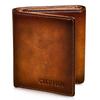 Large Capacity Mens Vintage Leather Trifold Wallet - RFID Blocking ID Window Flip Out Holder, Genuine Top Layer Cowhide Non-Braided Classic Style