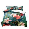 3D Digital Printing Quilt Cover Tropical Plant Green Leaf Flower Three-Piece Set Abrasive Bedding