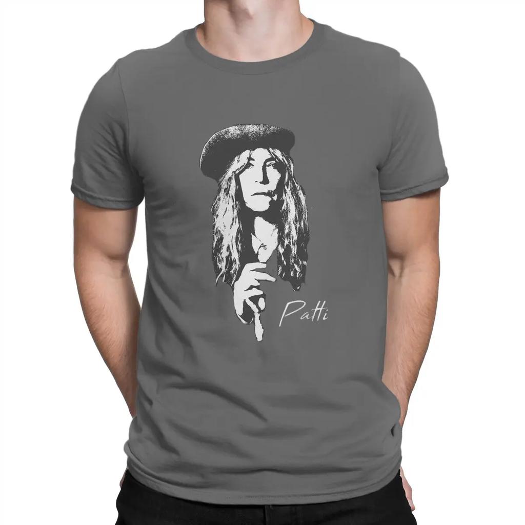 Men's T-Shirt Punk Godmother Funny 100% Cotton Tees Short Sleeve Patti Smith T Shirt Round Collar Clothing Summer