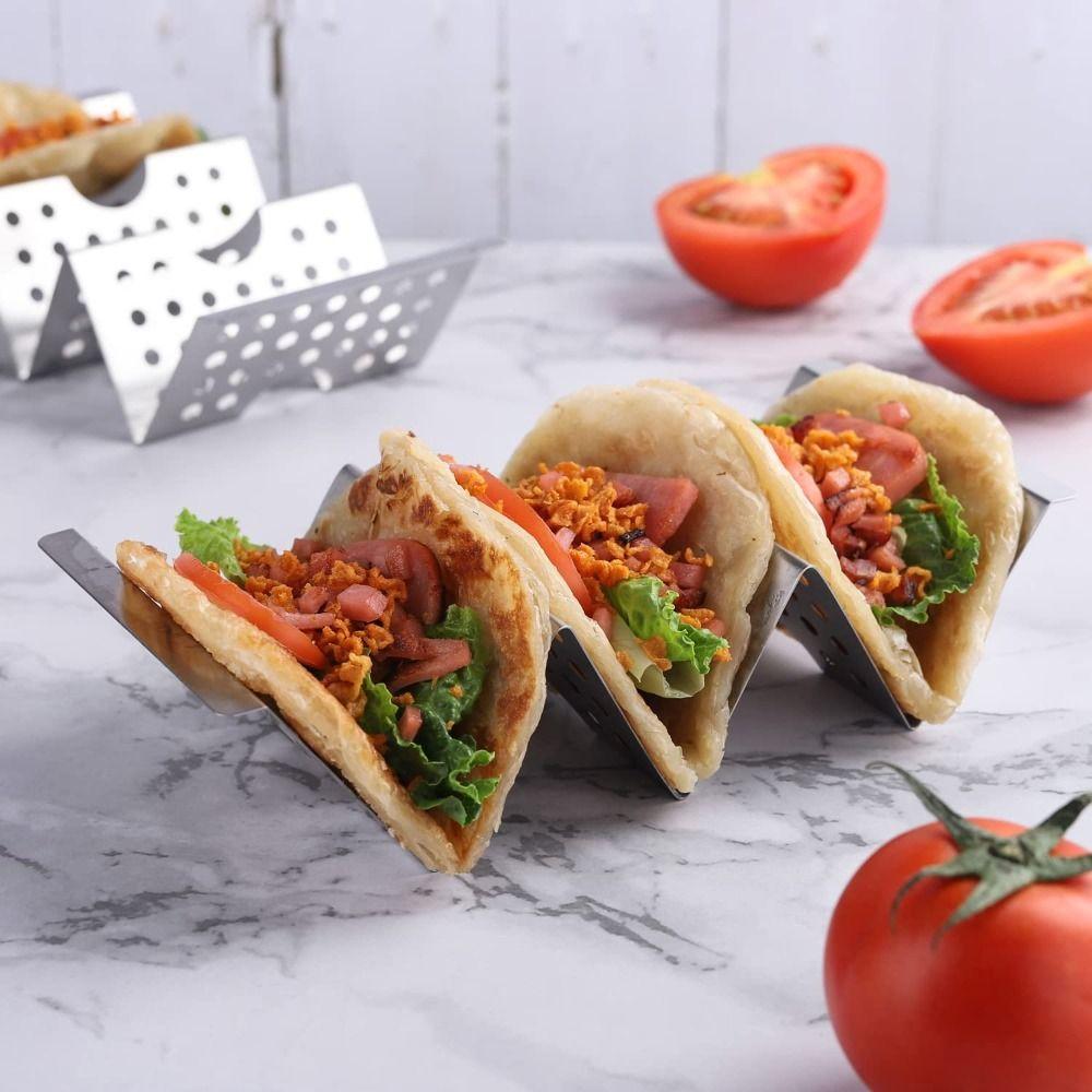 Easy-Access Handle Convenient Wave Shaped Tray Plate Taco Holder Kitchen Tools Taco Shell Stand