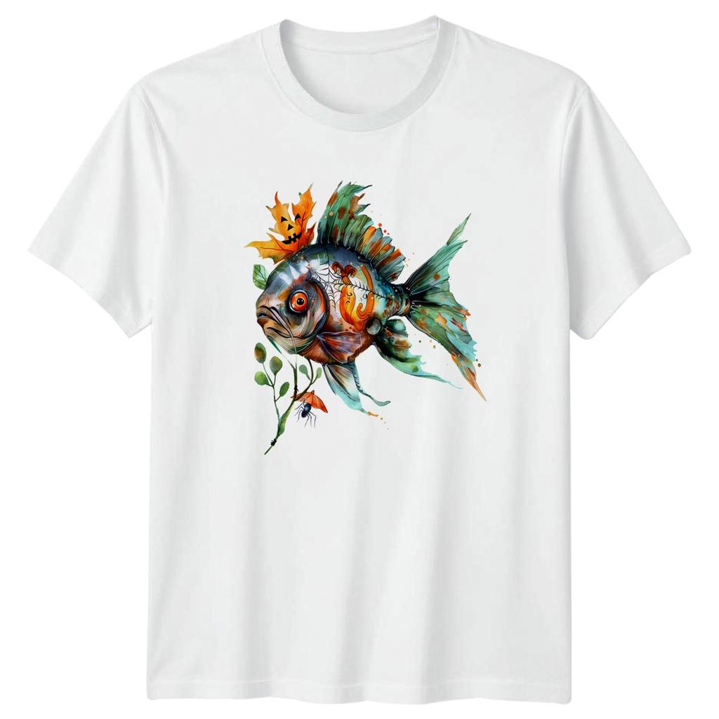 Spooky Underwater Fish TShirt Halloween Autumn Fishing Gift For Him And Her