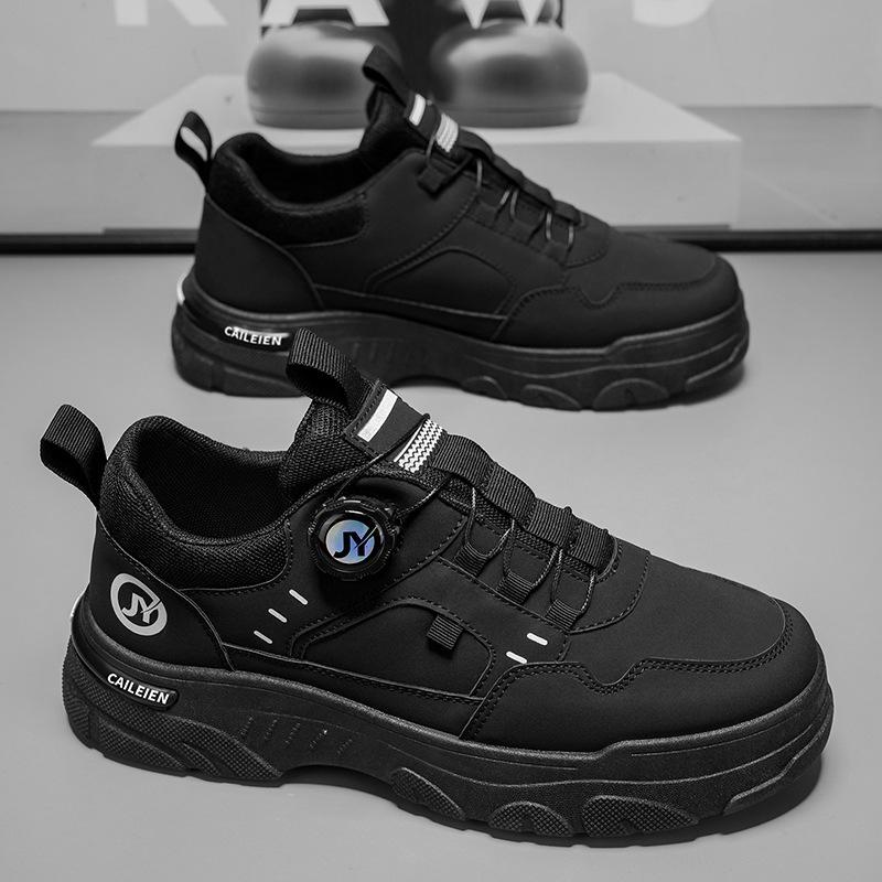 Autumn men's shoes, new breathable cargo shoes, men's trend, versatile white shoes, men's platform casual board shoes