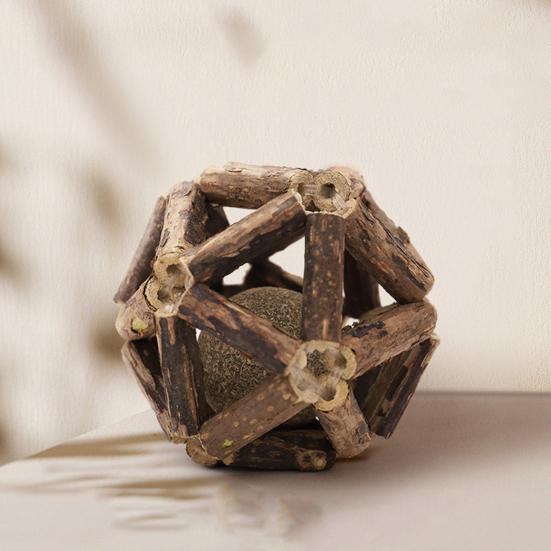 Natural Catnip Silvervine Ball Toy Dental Health Emotional Regulation Chew Toy Promotes Digestion Soothes Mood Cat Toys for Indoor Cats Kittens