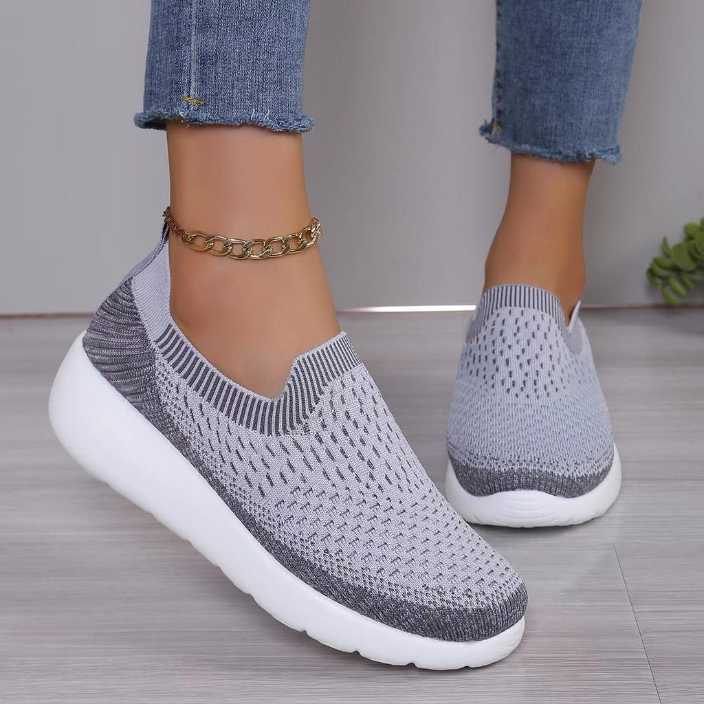 Fashion Shoes Woman 2024 Trend Sneakers Breathable Knit Slip-on Thick Bottom Comfor Light Sport Shoe Zapatillas Deportivas Para Mujeres
