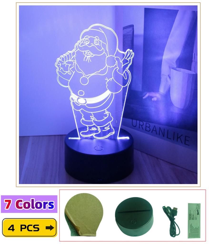 Светодиодный ночник 3D лампы Иллюзия Стич Рождественская елка Дед Мороз Снеговики Детский ночник Лампа для декора дома Детская игрушка Рождественские подарки