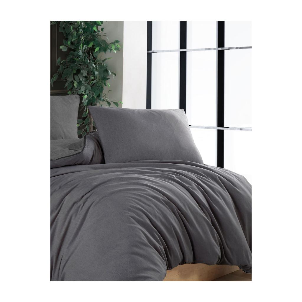 Двойной комплект пододеяльников с простынями | Антрацитовый черный | хлопок