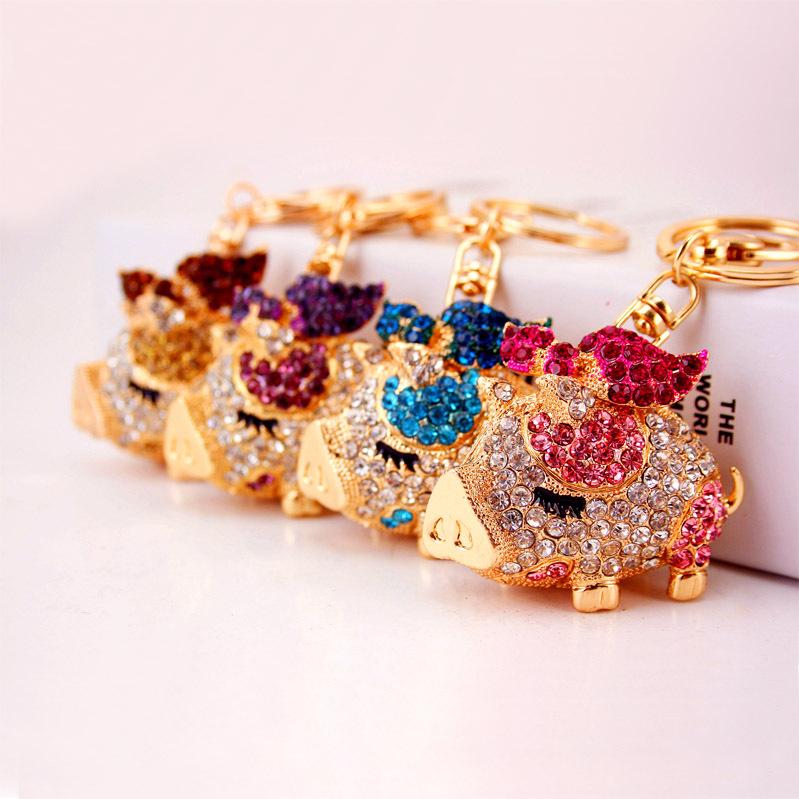 Брелок в виде летающей свиньи со знаками зодиака, инкрустированный бриллиантами - Милый аксессуар для автомобиля и подарок