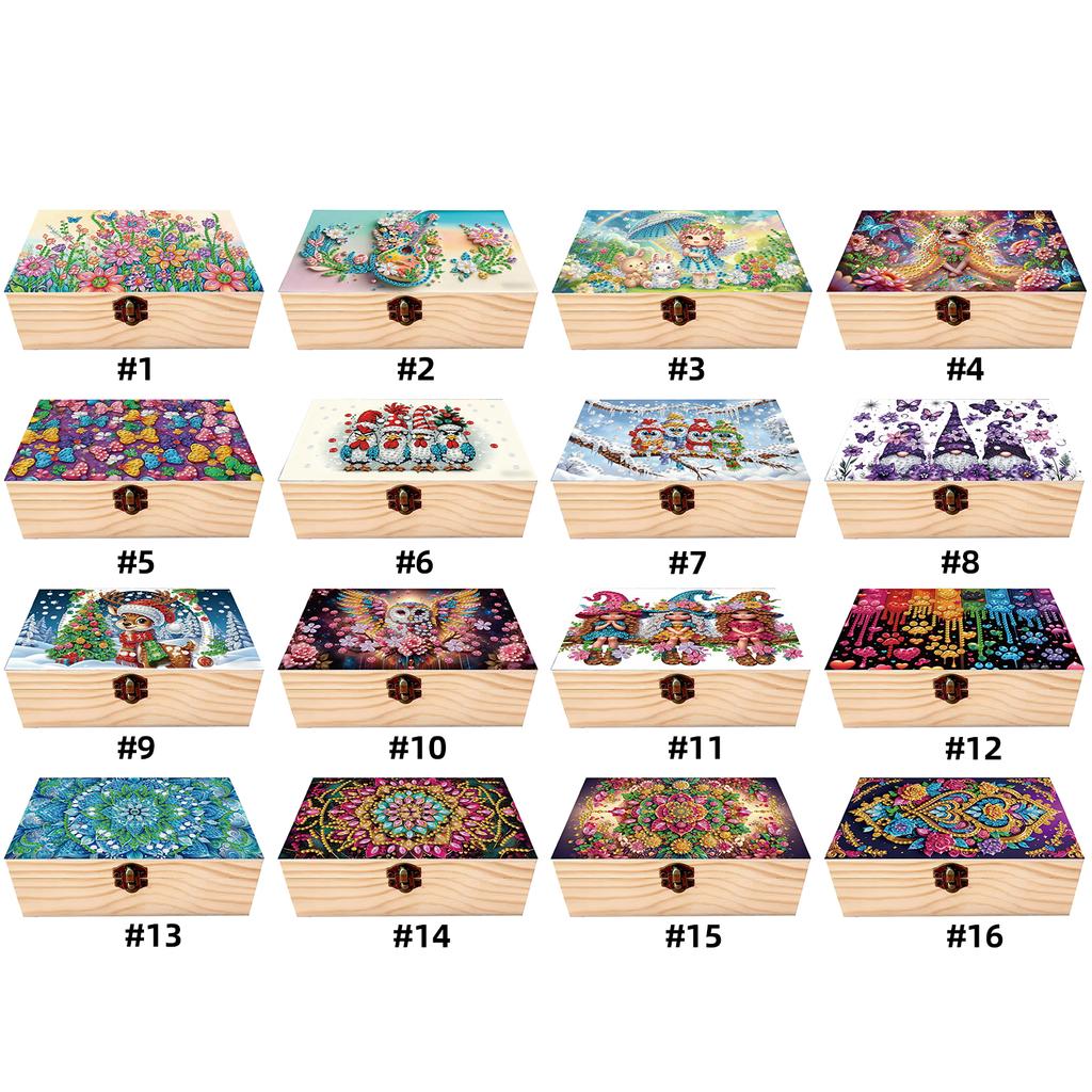 Алмазная мозаика своими руками Цветной узор Деревянный футляр Частичное сверление Кристаллическая мозаика Контейнер для хранения для дома Автомобиля Настольное украшение Поделка