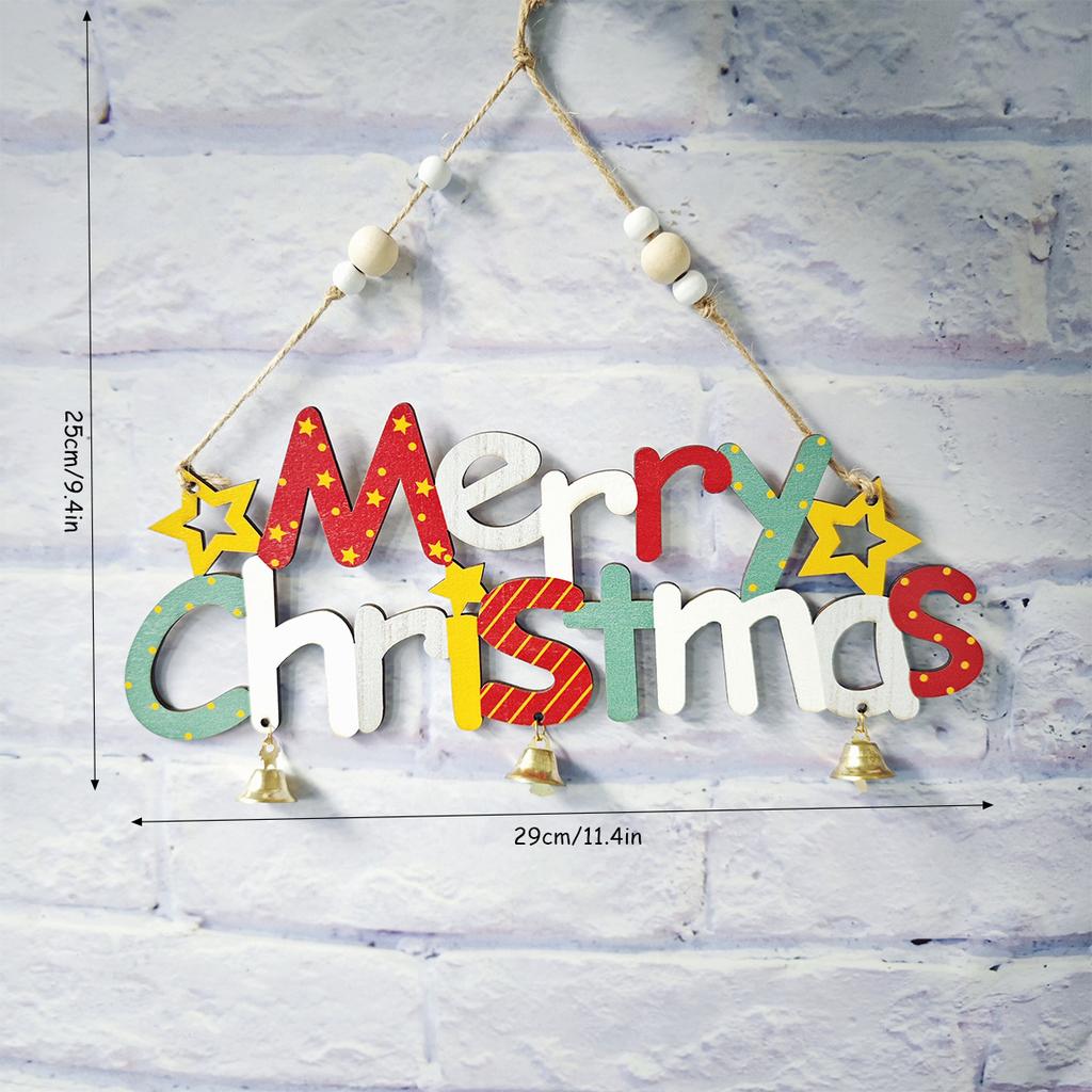 2025 New Christmas Day Decoration 3D Hand drawn Wooden English Letter Hanging Wooden Pendant Hand drawn Style