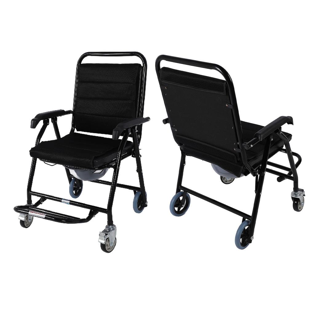 Стул-туалет с колесами, утолщенная подушка, складной стул-туалет с ведром для пожилых людей дома