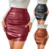 Женская юбка-футляр из искусственной кожи с высокой талией, плиссированная молния, сплошной цвет, гладкая дышащая клубная одежда, облегающая узкая женская вечерние мини-юбка