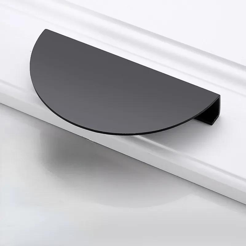 Ретро Медная круглая ручка Полукруглая ручка для шкафа Книжный шкаф Дверные ручки и ручки для шкафа Ящик для шкафа Черные серебряные ручки Латунь