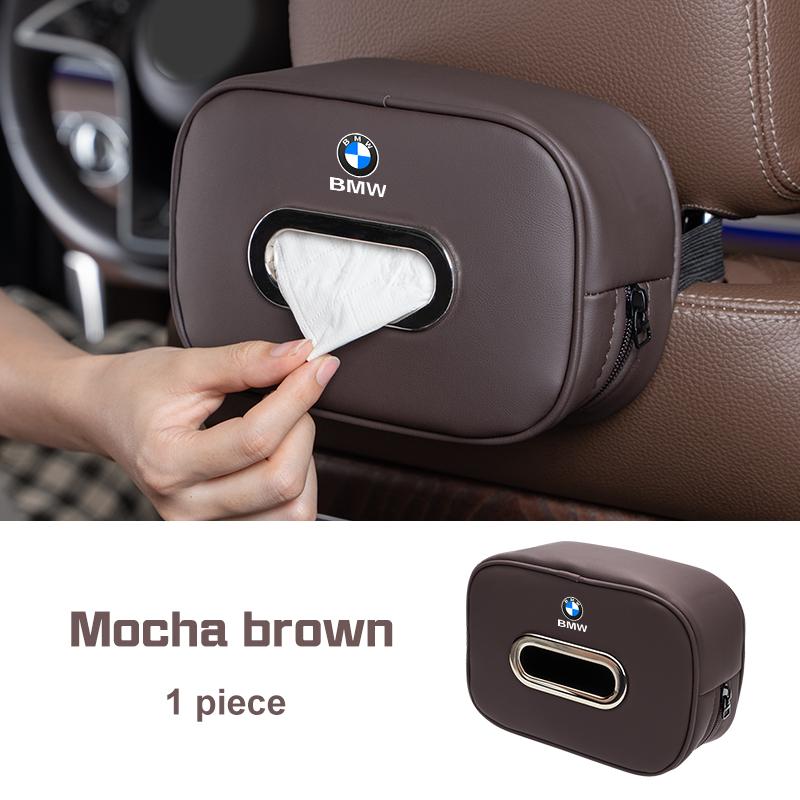ORWI7 Car Seat Back Tissue Box Leather For BMW X1 X3 X5 X6 X7 E38 E46 E70 E90 F15 F30 G20 G30 1 3 5 6 7 Series Auto Armrest Napkin Bag