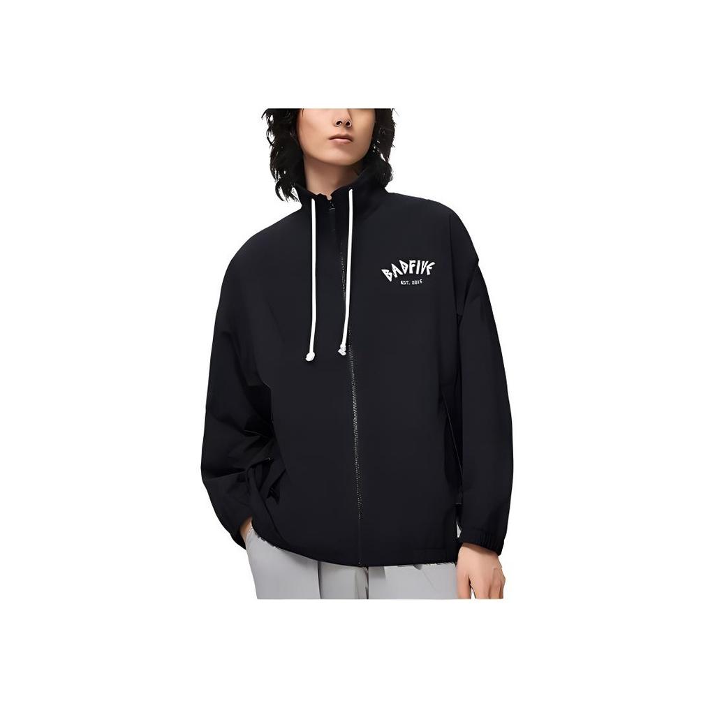 Li-Ning Свободная спортивная куртка с воротником-стойкой на молнии, мужские куртки черного цвета AFDT189-3