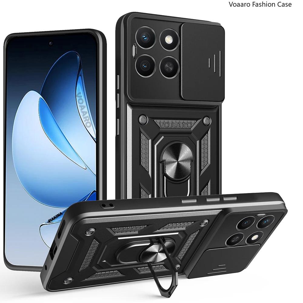 Чехол-накладка с выдвижной защитой объектива для Honor 400 Smart 5G, чехол для Honor X7D X7C X5B Plus 4G 200 Smart, чехол с магнитной подставкой-кольцом