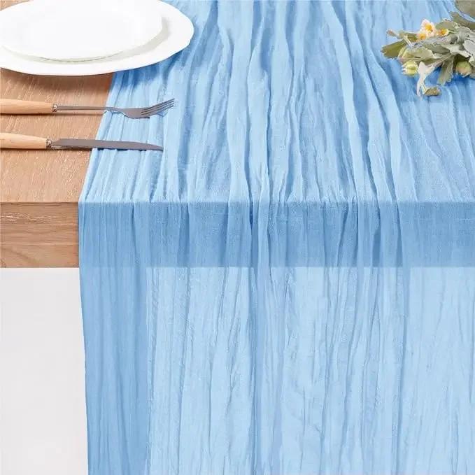 Дорожка для стола из нежно-голубой марли, 4 шт. в упаковке, винтажная деревенская марлевая дорожка для стола, украшение в стиле бохо на День Святого Патрика, Пасхальная свадьба