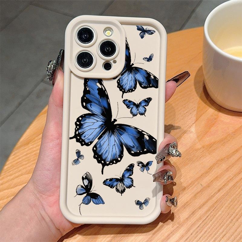 Синий бабочка iPhone15promax чехол для мобильного телефона 11 premium xs Apple 13/14pro все включено 12 мягкий чехол 78