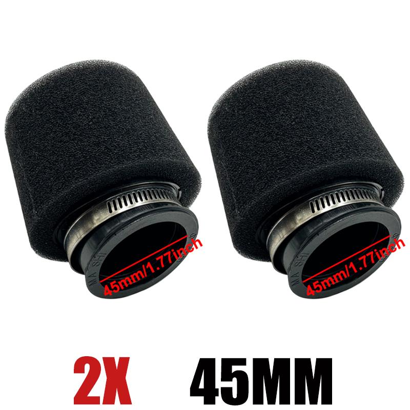 2PCS 35/38-40/42/45/48mm Bent Neck Foam Air Filter Sponge Cleaner Clamp-on Moped Scooter For 110/125/150/250cc Dirt Pit Bike