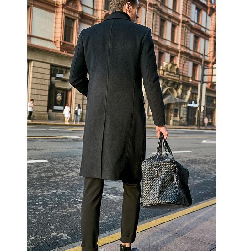 Men Coat Retro Functional Button-breasted Long Sleeve Winter Jacket with Large Pockets for Outdoor Office