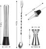 Professional Stainless Steel Bar Tools, Stir Bar Tool, Cocktail Stir Bar, Mixing Spoon, Cocktail Picks, Mojito Stir Bar Tool Kit