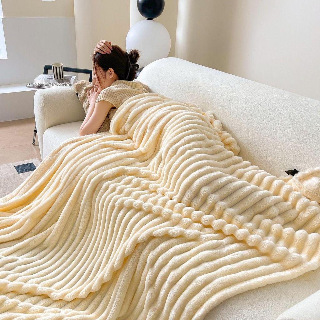 Толстое зимнее одеяло из кроличьего меха - На флисовой подкладке, Теплый коралловый флис, Фланелевое покрывало