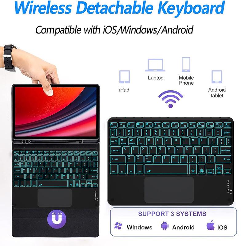Чехол для планшета Samsung A11+ с Bluetooth-клавиатурой с подсветкой и слотом для стилуса - Модель A87/S10lite