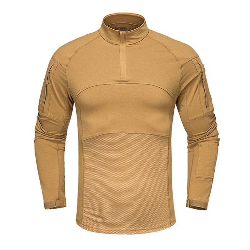 Mens Long Sleeve Camo Tactical Shirt Outdoor Workwear Breathable Windproof UV Protection Cotton
