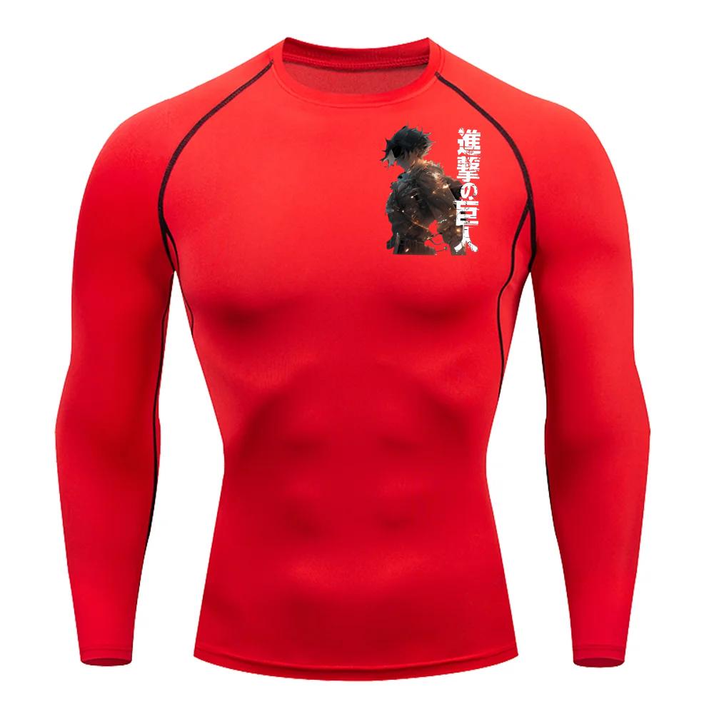 Мужская компрессионная футболка Эрен Йегер Боевое состояние Графика Спортивная быстросохнущая футболка для тренажерного зала Фитнес Толстовка Эластичный топ Футболка