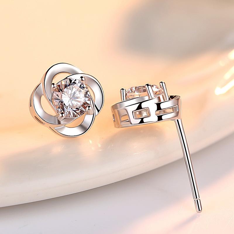 Серьги-гвоздики из серебра 925 пробы с четырьмя листочками клевера, простые женские серебряные серьги, не вызывающие аллергии