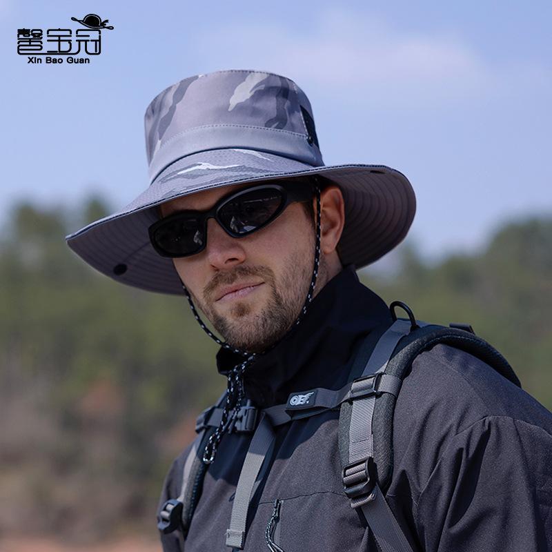 9243 new summer camouflage sunscreen hat outdoor mountaineering fishing sun hat men's big-brimmed bucket hat