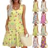Women's Fashion Casual Sleeveless Round Neck Easter Print Dresses