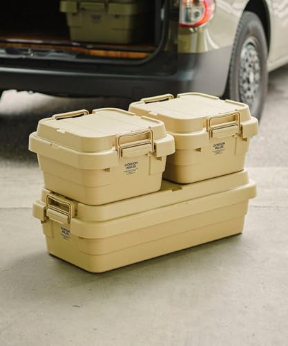 GORDON MILLER Stackable Trunk Cargo, 40L, Low-Profile Storage Box with Lid, Large Capacity, Stackable, Coyote Beige, 01680033