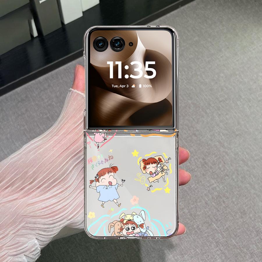 Мягкий прозрачный чехол для телефона Роскошный чехол Funda для Motorola Razr 50Ultra 50 60 Ultra 50/60 Крейон Син-чан Нэнэ