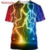 Летняя футболка с круглым вырезом, 3D-принтом молнии, персонализированная, модная, повседневная, с коротким рукавом, мужская