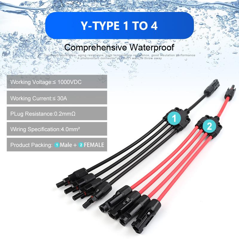 Соединитель для солнечной батареи Адаптер для фотоэлектрической панели Y-образный разъем 1 к 2 Параллельное соединение сборки пластины батареи RV PV Group Line