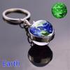 Sun Earth Double Side Glass Ball Nebula Moon Keychain Solar System Planet Keyring Luminous