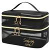 GPT Vanity Mesh with Handles and Star Large Spa Black [Suitcase Company] Pouch, 2-Tier Charm, Box-Shaped, Black, Lightweight, Capacity, Handbag, Bag,