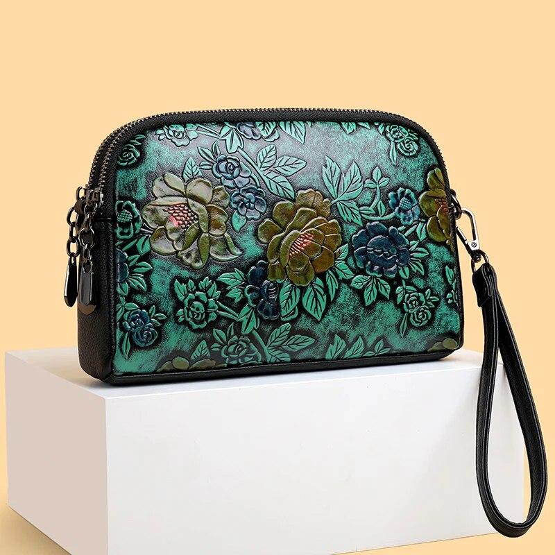 Высококачественная кожаная сумка, роскошный дизайнерский ретро-этнический стиль, 3D-печатная сумка на плечо, модная диагональная сумка с карманом для телефона через плечо