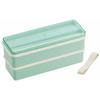 Nutritionally Balanced Bento Box, 2-Tier, with Silicone Inner Lid, 900ml Capacity, Slim Type, with Inner Filler, Powder Pastel Green, Made In J