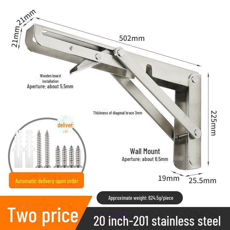 304 Stainless Steel Foldable Microwave Oven Wall-Mount Shelf Rack