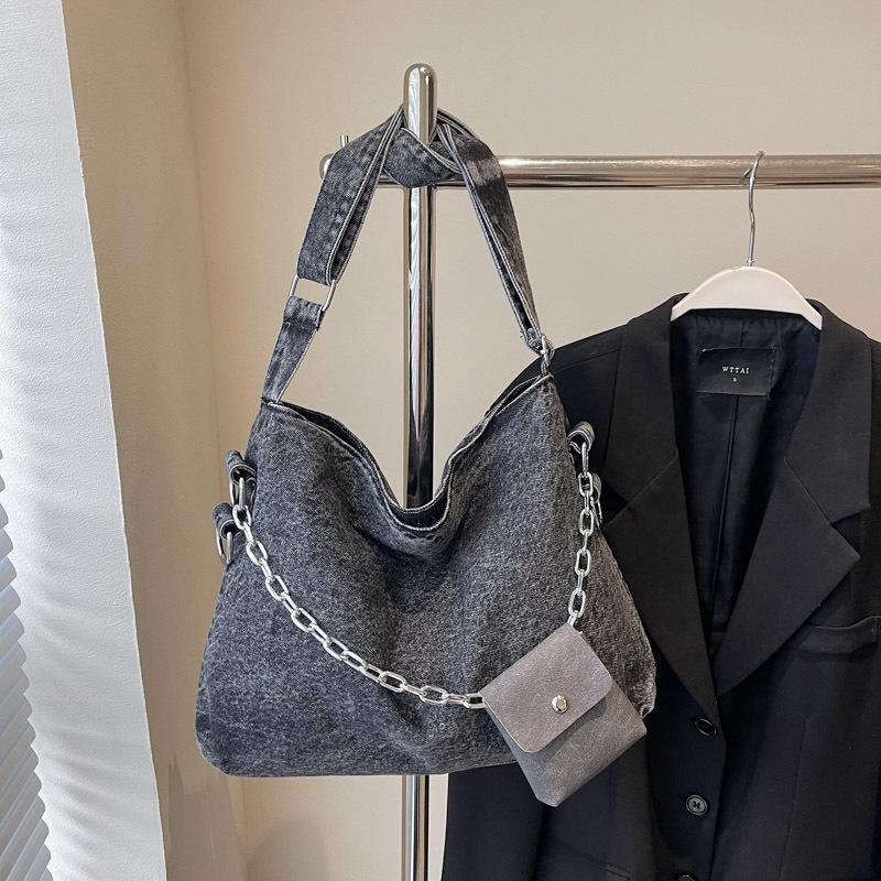 Сумка большой вместимости женская простая зимняя новая модная на плечо сумка-мессенджер ретро джинсовая повседневная сумка-тоут на плечо