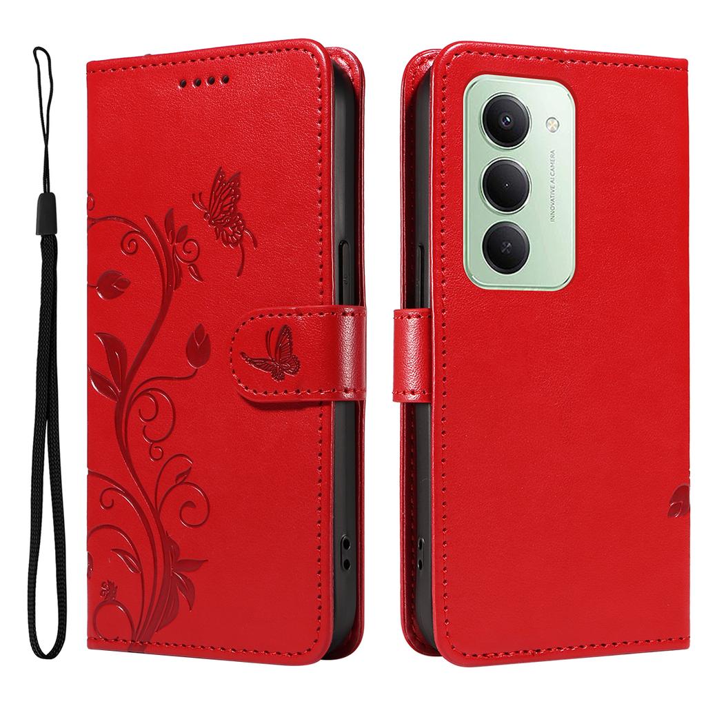 Для Xiaomi Redmi 15 5G (Глобальный) (169 мм) Чехлы из искусственной кожи с цветочным узором, кошелек-подставка, чехол для телефона с ремешком