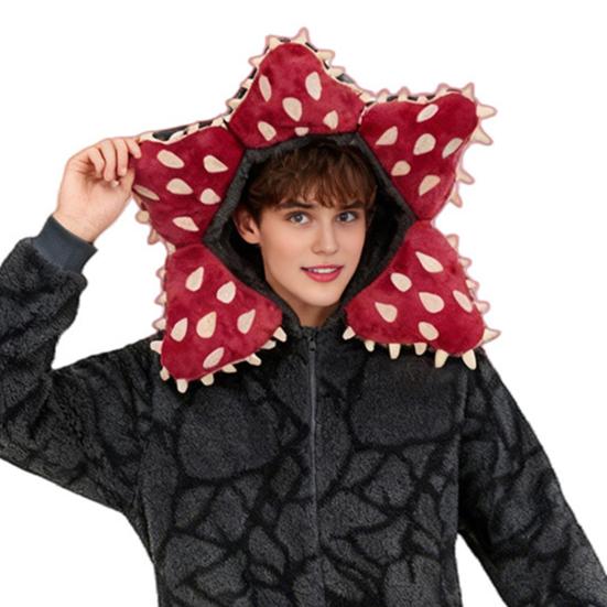 Winter Unisex Carnivorous Flower Onesie Pajamas Flannel One Piece Sleepwear Long Sleeve Hooded Christmas Pjs